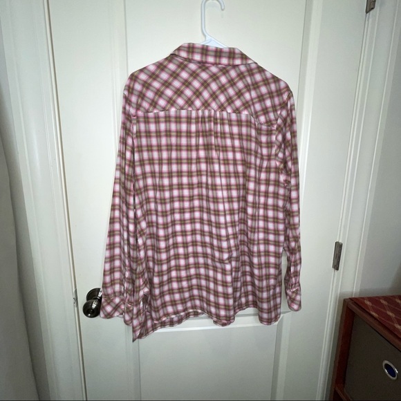 Talbots Plus Pink Plaid Cotton Button Down Blouse 2X - Picture 5 of 15